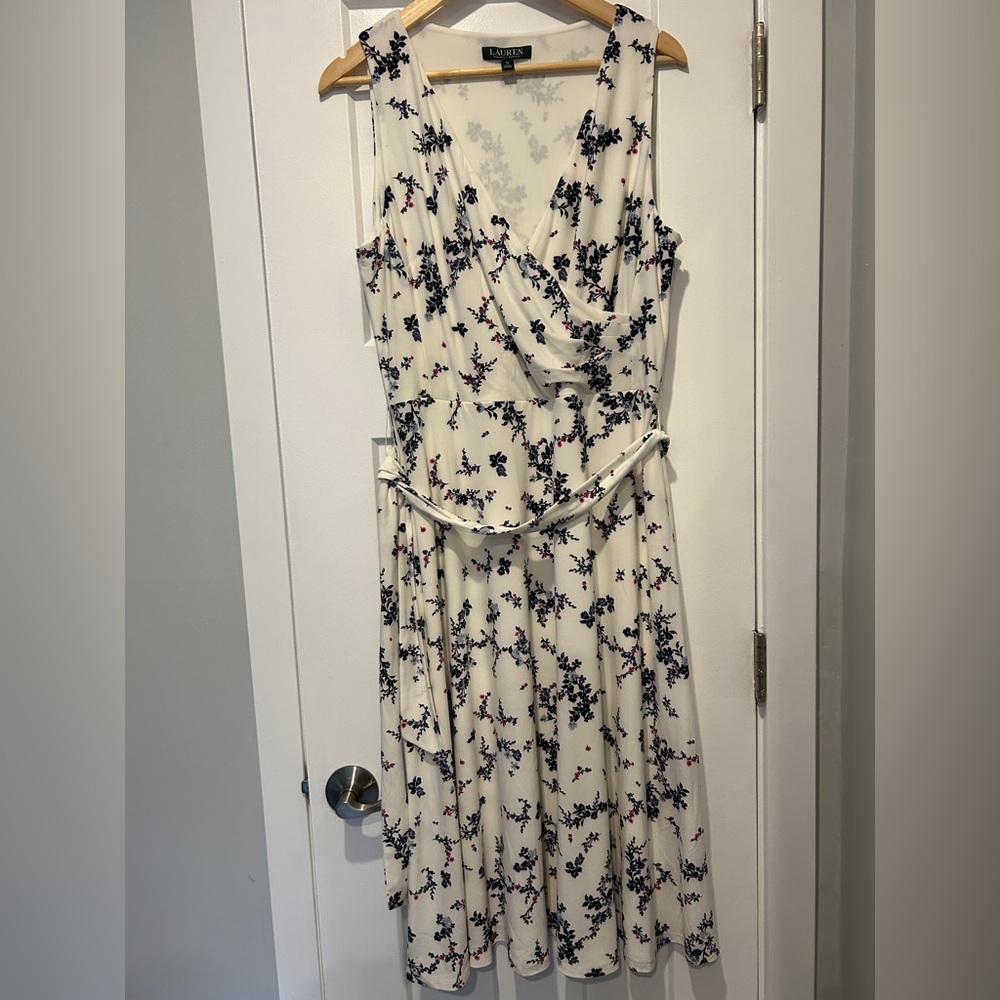 Ralph Lauren Ivory and Navy Floral Dress